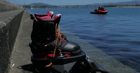Flyboard boots Stock Footage 77232360