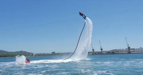 Flyboard in river Stock Footage 77232381
