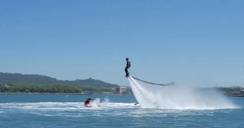 Flyboard in river Stock Footage 77232469