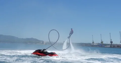 Flyboard in river Stock Footage 77232511