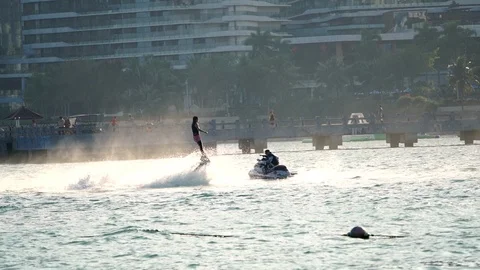 Flyboard trick slowmotion Stock Footage 102411629