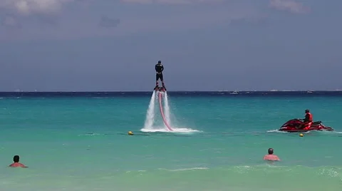 Flyboarding in the Caribbean Stock Footage 40697212