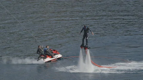 Flyboarding fun Stock Footage 48579151