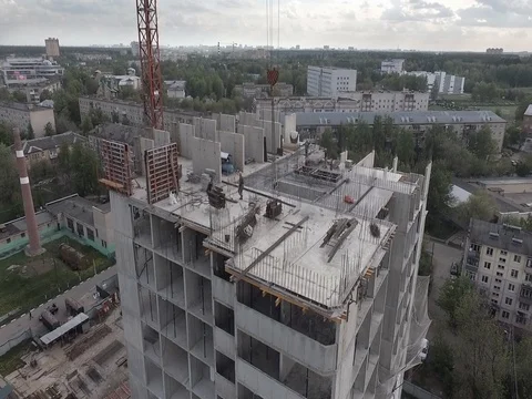 Flyby around apartment building Stock Footage 76102475