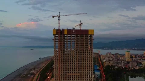 Flyby of a building under construction Stock Footage 152037585