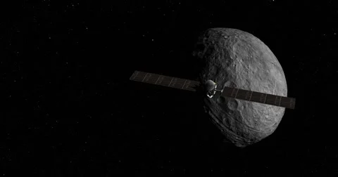 Flyby of Dawn spacecraft on its final approach toward Vesta Stock Footage 59528423