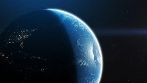Flyby of the earth. Sunlight. Space view. Orbit. Stock Footage 247748265