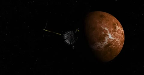 Flyby of Galileo spacecraft on its final approach toward Venus Video stock 61131335