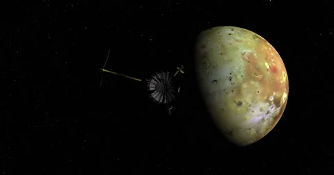 Flyby of Galileo spacecraft on its final approach toward Io Video stock 61153363