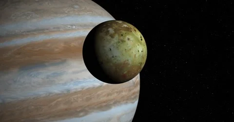 Flyby of Io, in orbit around Jupiter. Vidéo 57755318