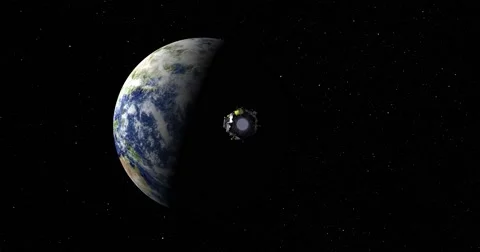 Flyby of Kepler spacecraft as it departs Earth and heads into space Stock Footage 62741402