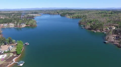 Flyby of Lake Keowee Video stock 65819275