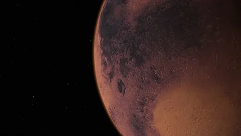 Flyby near the planet mars, probe view Video stock 237222076