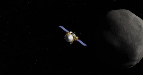 Flyby of OSIRIS-REx spacecraft on its final approach toward Bennu Stock Footage 68377727