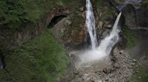 Flyby over beautiful waterfall Stock Footage 41870557