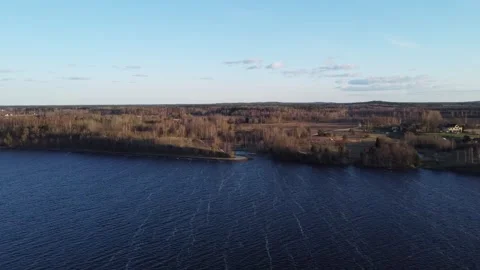 Flyby over River and Forest Drone 4K Video stock 306305531