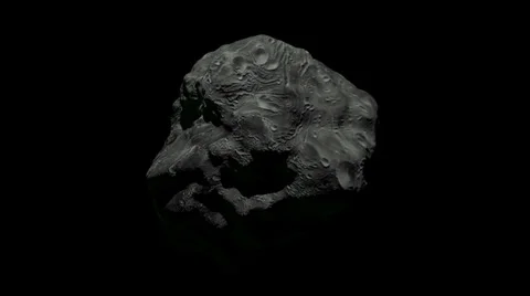 Flyby of rotating asteroid 1080 Stock Footage 25396374