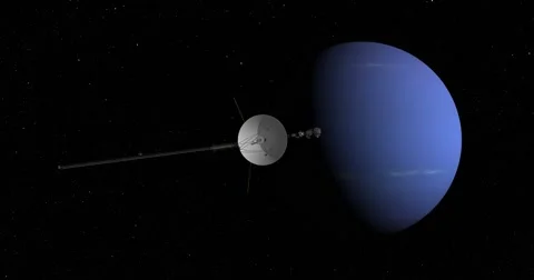 Flyby of Voyager spacecraft on its final approach toward Neptune Видео 66247003