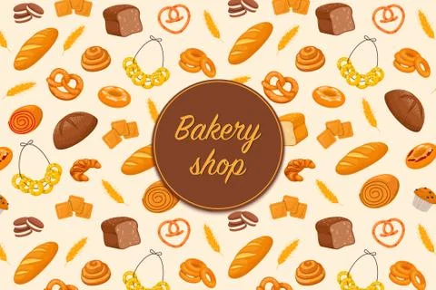 Flyer with baked products Stock Illustration