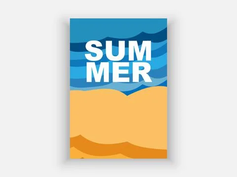 Flyer. Beach and sea in flat style. Stock Illustration