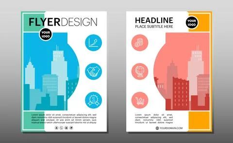 Flyer business template with multicolor for layout, cover, brochure, annual r Stock Illustration
