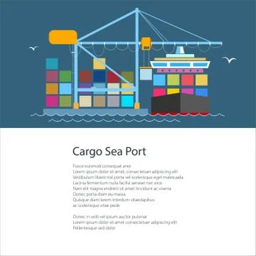 Flyer with Cargo Port 스톡 일러스트