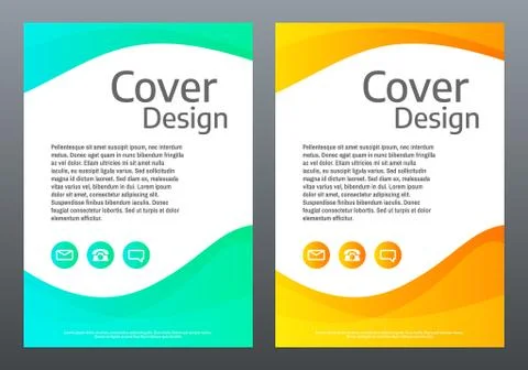 Flyer design. Bright gradient waves on white background Stock-Illustration