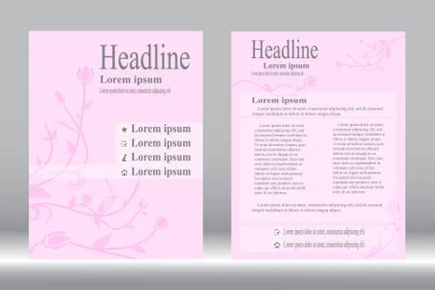 Flyer design, Brochure template  abstract vector pink background. 스톡 일러스트