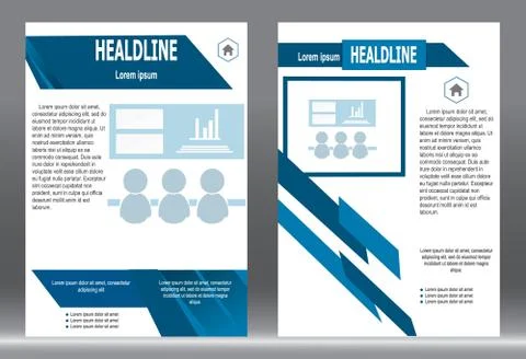 Flyer design, Brochure template blue color abstract vector background. 스톡 일러스트