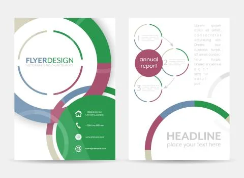 Flyer design with circular pattern. Corporate banner or brochure in A4 size. Stock Illustration