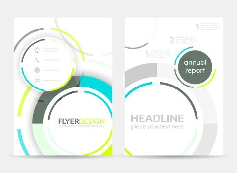 Flyer design with circular pattern. Corporate banner or brochure in A4 size. Stock Illustration