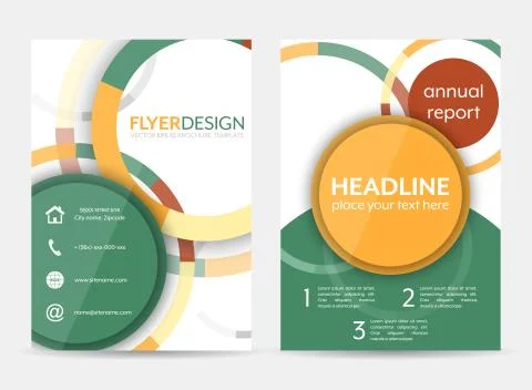 Flyer design with circular pattern. Corporate banner or brochure in A4 size. Stock Illustration