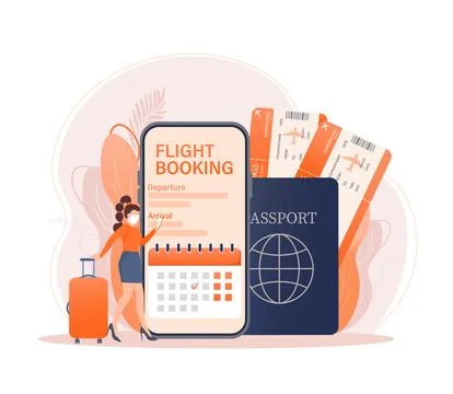 Flyer design for promotion design. Flight tickets online booking illustration Stock Illustration