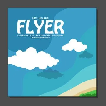 Flyer in flat style with a map of the island to travel and vacation on yacht  Illustrazione stock