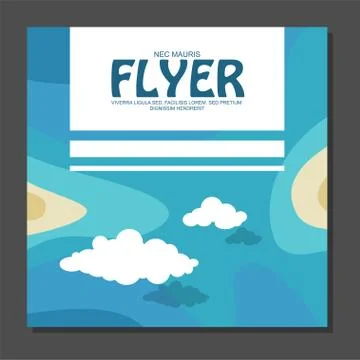 Flyer in flat style with a map of the island to travel and vacation on yacht  스톡 일러스트