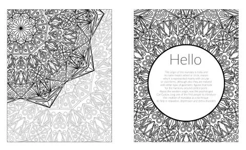 Flyer with Floral mandala pattern and ornaments Stock Illustration