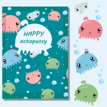 Flyer fun jellyfish Stock Illustration