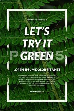 A flyer for a green event Template. Natural Elements and Text PSD Template