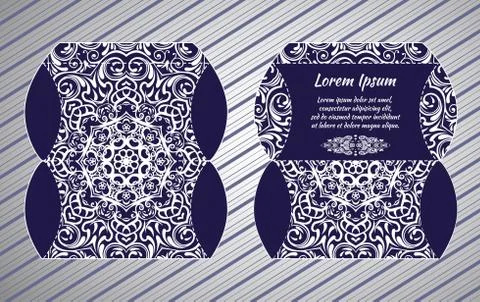 Flyer laser cut a mandala. Cut paper card with lace pattern Stock Illustration