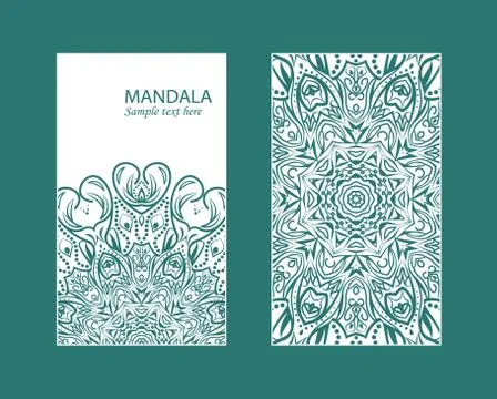 Flyer laser cut a mandala. Illustrazione stock