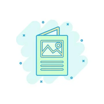 Flyer leaflet icon in comic style. Brochure sheet vector cartoon illustration Stock Illustration