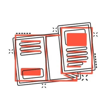 Flyer leaflet icon in comic style. Brochure sheet vector cartoon illustration Illustrazione stock