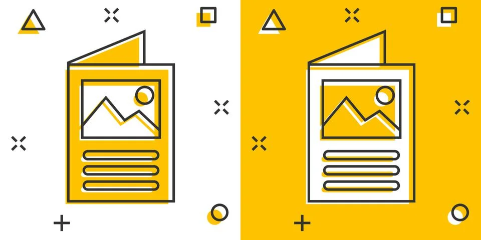 Flyer leaflet icon in comic style. Brochure sheet vector cartoon illustration イラスト素材