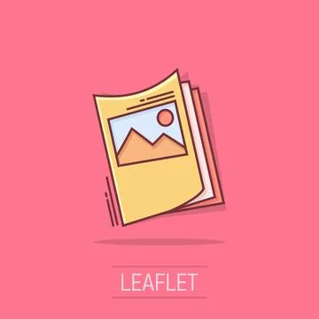 Flyer leaflet icon in comic style. Brochure sheet vector cartoon illustrati.. Illustrazione stock