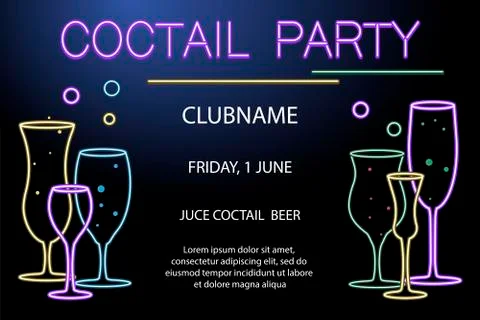 Flyer for night cocktail party Stock Illustration