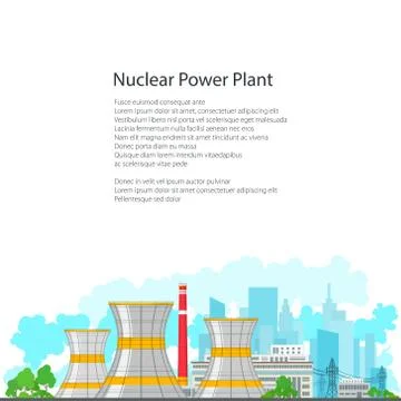 Flyer Nuclear Power Plant on White Background Illustrazione stock