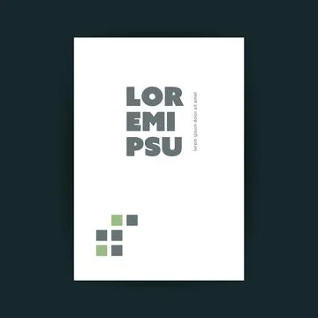 Flyer or Cover Design with Green and Grey Squares Pattern on White Backgrou.. Illustrazione stock