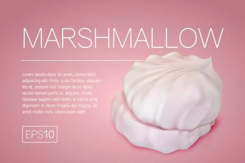 Flyer with a realistic image of marshmallows Stock Illustration