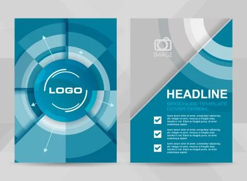 Flyer template A4 size. Brochure, corporate banner or cover design with circu Illustrazione stock