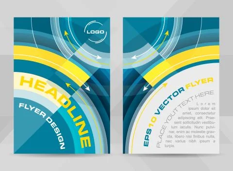 Flyer template A4 size. Brochure, corporate banner or cover design with circu Illustrazione stock